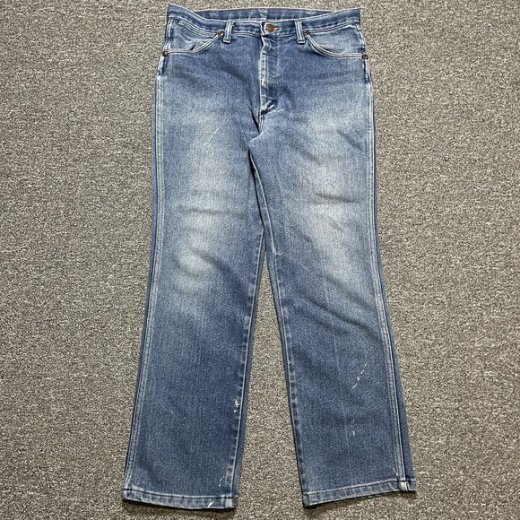 Vintage Wrangler Jeans Blue Made In USA Straight Leg Relaxed Fit Size 35x32 - Picture 2 of 8